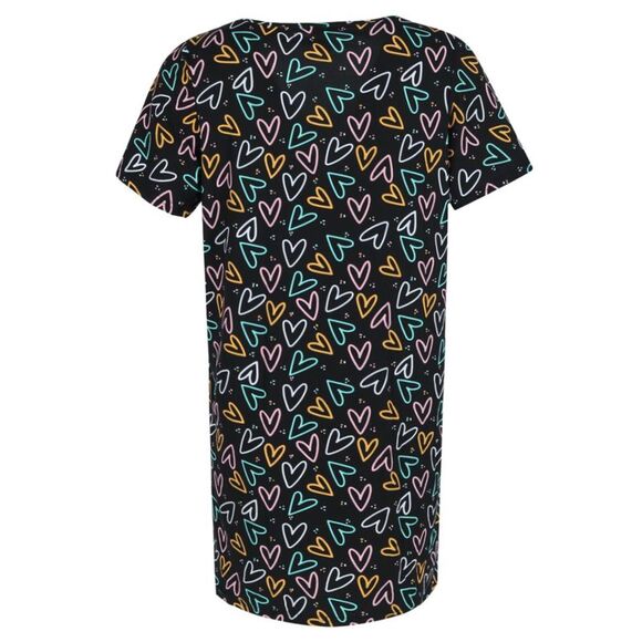 5 More Minutes Women's Hearts V-Neck Short Sleeve Night Shirt - Picture 2 of 3